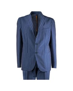 Santaniello Il Viaggiatore Blue Pinstripe Suit