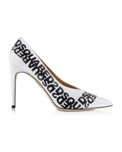 White Dsquared2 Printed Calf Leather Pumps
