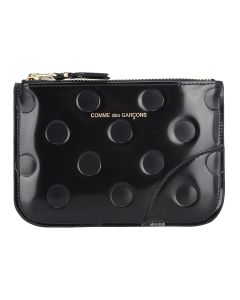 Comme des Garçons Wallet Small Polka Dots Embossed Zip Pouch Bag