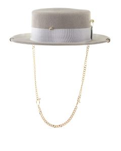 Piercing felt canotier hat