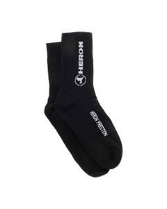 Black Cotton Socks With Logo