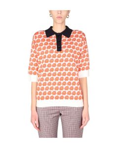 Polo Shirt With Floral Jacquard Pattern