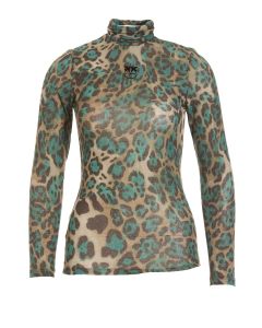 Pinko Turtleneck Leopard Pattern Long Sleeved Top