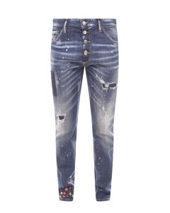 Dsquared2 Floral Embroidered Distressed Slim-Fit Jeans