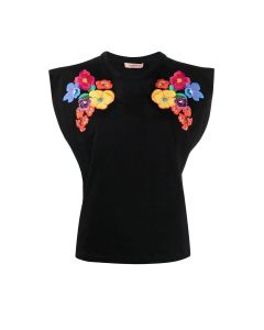 TWINSET Floral Embroidered Sleeveless Top