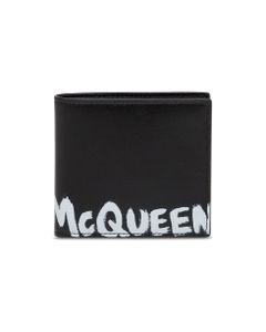 Alexander Mcqueen Man's Bifold Leather Wallet With Logo