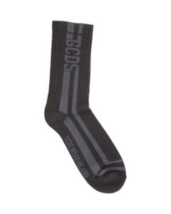 Black Socks With Contrast Logo Bands