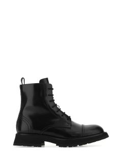 Alexander McQueen Block Heel Lace-Up Boots
