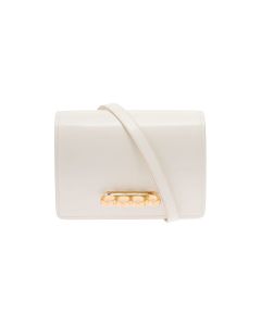 Alexander Mcqueen Woman's Four Ring White Leather Crossbody Bag