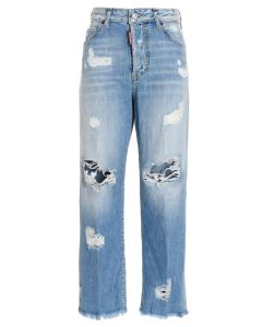 Dsquared2 Ripped Straight-Leg Jeans