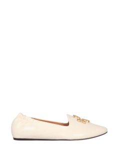 Tory Burch Logo Plaque Round Toe Loafers