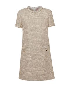 Dress With Braids Mossi Gold Cotton Tweed