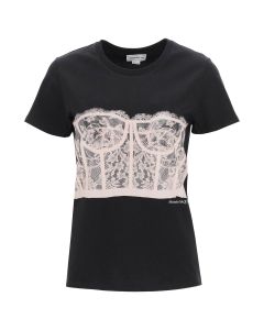 Alexander McQueen Lace Corset Printed T-Shirt