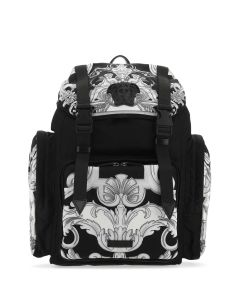 Versace Baroque Pattern Logo Detailed Backpack
