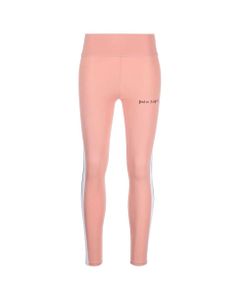 Woman Pink Sports Leggings With Logo And Side Bands