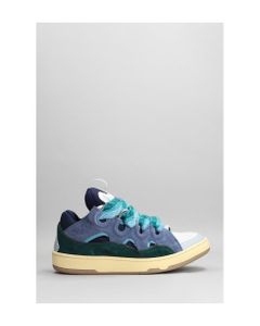 Curb Sneakers In Cyan Suede And Leather