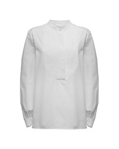 White Cotton Poplin Shirt With Mandarin Collar