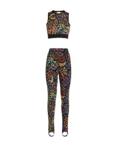 Black Jacquard Wool Blend Top And Leggings With Paisley Pattern