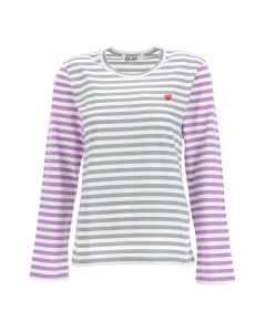 Comme des Garçons Play Logo-Patch Striped Crewneck T-Shirt