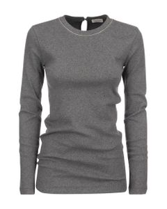 Ribbed Stretch Cotton Jersey T-shirt With Jewellery