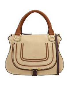 Marcie Hand Bag In Beige Suede And Leather