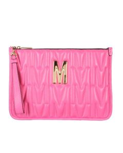 Moschino Quilted Logo Plaque Clutch Bag