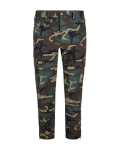 Check Pattern Camouflage Cropped Cargo Pants