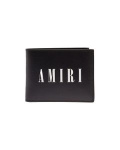 Bifold Black Leather Wallet With Logo Amiri Man