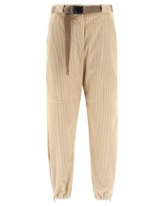 Brunello Cucinelli High-Rise Ribbed Belt-Detail Pants