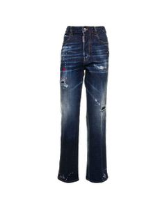 Roadie Blue Denim Jeans With Color Splash Details D-squared2 Woman