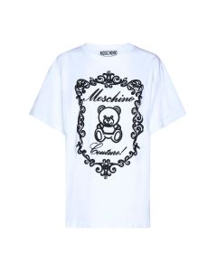 Moschino Teddy Bear Logo Embroidered Crewneck T-Shirt