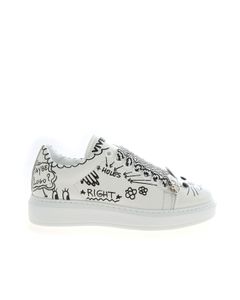 Printed cat sneakers in white