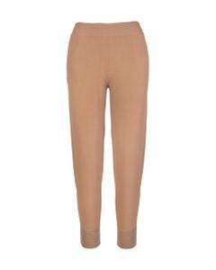 Woman Camel Compact Knitted Trousers