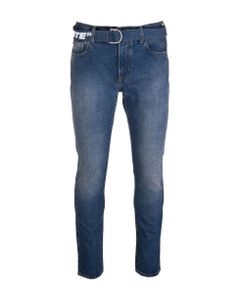 Man Tapered Jeans With Logoed Belt
