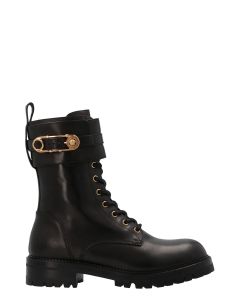 Versace Medusa Safety Pin Buckle Combat Boots