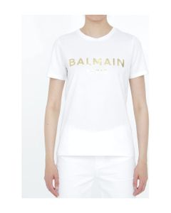 White T-shirt With Gold Logo