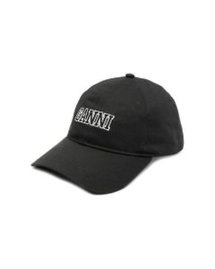 Software Heavy Black Cotton Hat With Logo Ganni Woman