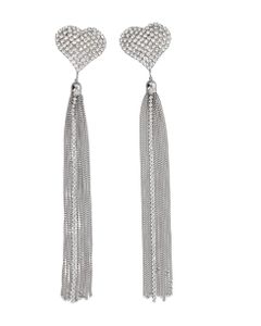 Crystal Heart Earrings With Tassel