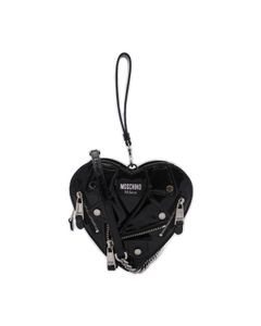 Moschino Biker Jacket Heart Chained Shoulder Bag