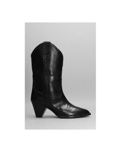 Luliette Texan Ankle Boots In Black Leather