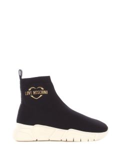 Love Moschino Logo Plaque Sock-Style Sneakers