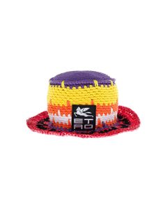 Multicolor Cotton Chrocet Hat With Logo