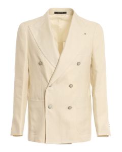 Linen double-breasted blazer
