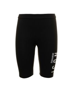 D-squared2 Woman's Black Stretch Cotton Cycling Shorts With Logo Print