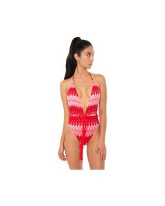 One Piece Knitted Red Swimsuit
