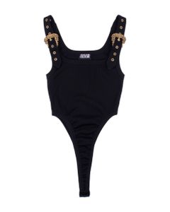 Buckled Ribbed Bodysuit W/ Cut Outs