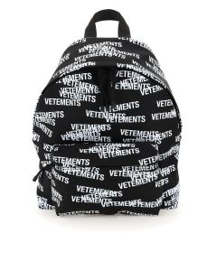 Vetements Allover Logo Printed Zipped Backpack