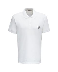 White Cotton Polo Shirt With Logo Patch
