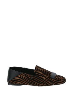 Sergio Rossi Tiger Printed Square-Toe Flat Shoes