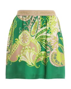 Printed silk twill mini skirt